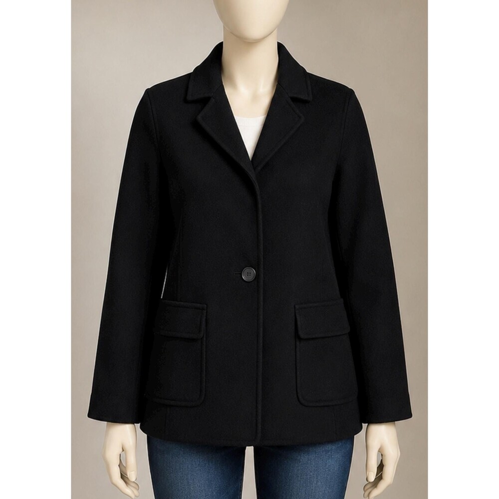 Max Mara Black 100% Virgin Wool Blazer Jacket Women’s Size 10 Single Button